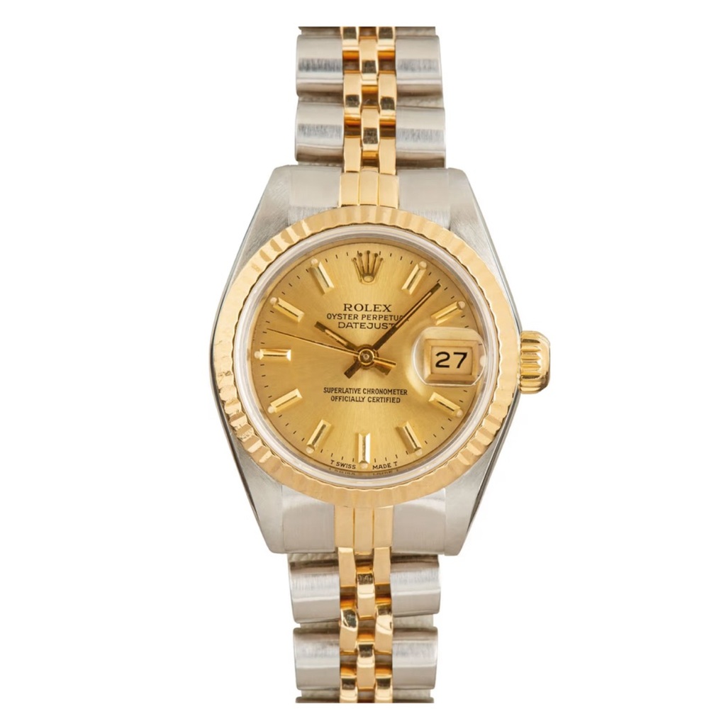 Lady-Datejust

26MM Steel & 18k Gold, Fluted Bezel Champagne Index Dial,